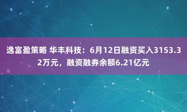 逸富盈策略 华丰科技:6月12日融资买入3153.32万元,融资融券余额6.21亿元