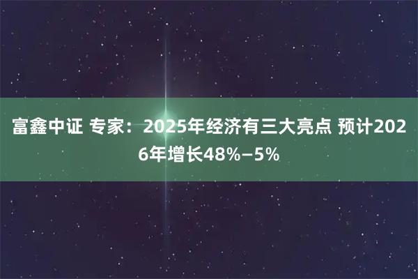 富鑫中证 专家：2025年经济有三大亮点 预计2026年增长48%—5%